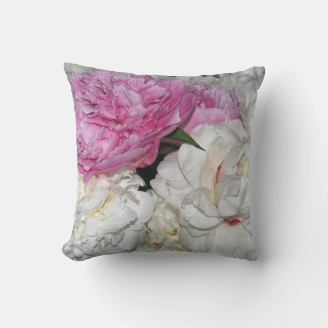 Mixed Peonies Throw Pillow (Front)