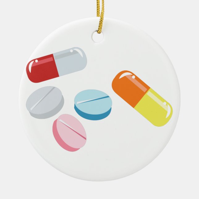 Mixed Pills Ceramic Tree Decoration (Front)