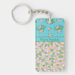 Mixed Pink Dogrose Florals Keychain to Personalise