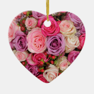 Mixed pink roses by Therosegarden Ceramic Tree Decoration