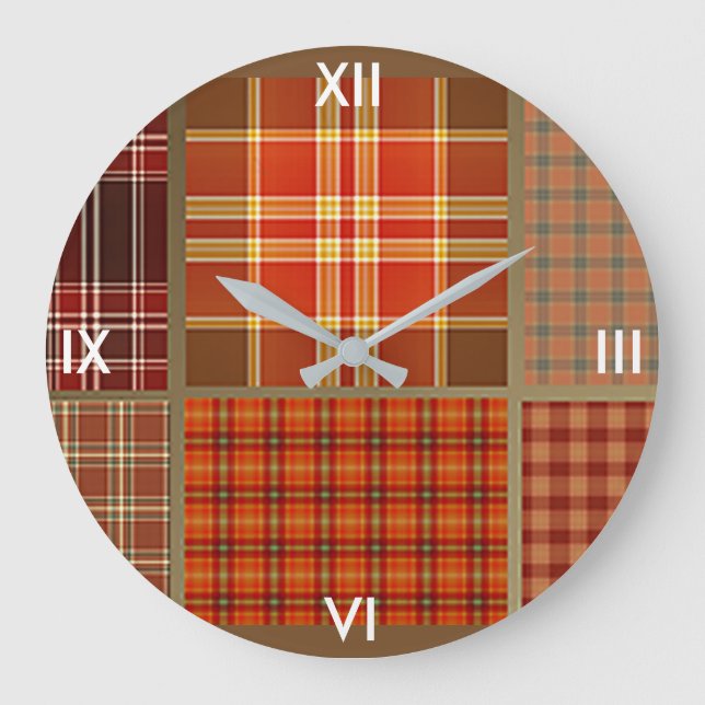 Mixed Plaids Large Clock (Front)