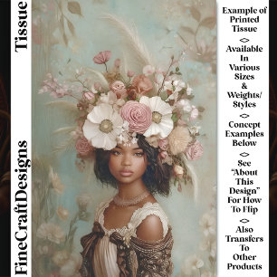 Mixed Race Woman, Floral Headdress CP1 Decoupage Tissue Paper