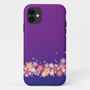 Mixed Sakura Blossoms Kimono Style Blue & Purple Case-Mate iPhone Case