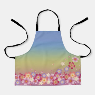 Mixed Sakura Blossoms Kimono Style Rainbow Apron
