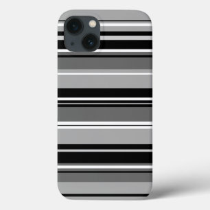 Mixed Striped Pattern Black White Greys iPhone 13 Case