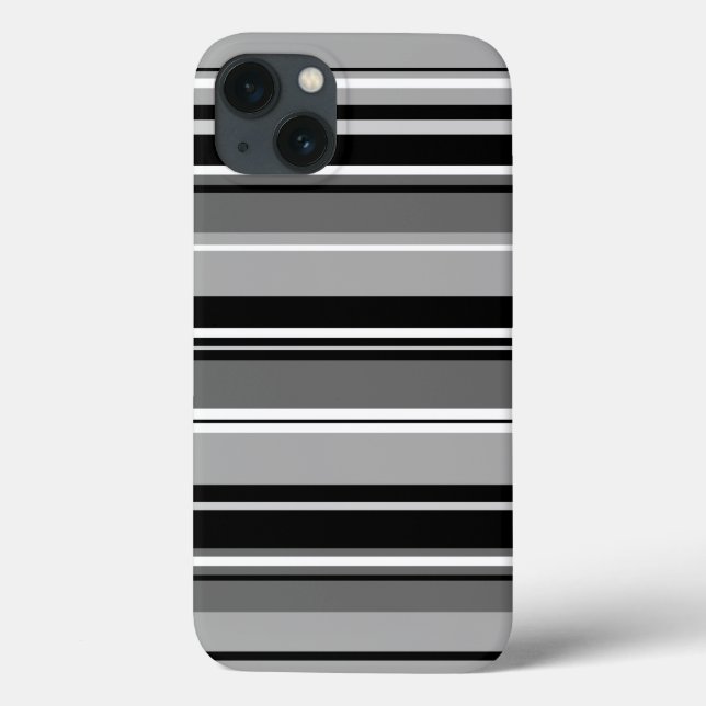 Mixed Striped Pattern Black White Greys Case-Mate iPhone Case (Back)