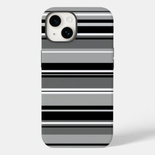 Mixed Striped Pattern Black White Greys Case-Mate iPhone 14 Case