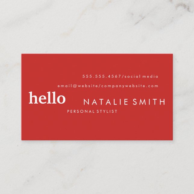Mixed Text Red Business Card (Front)