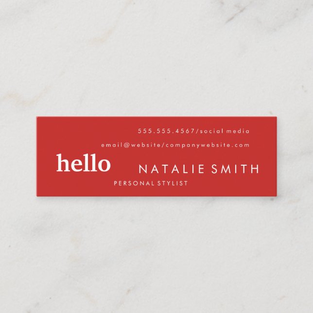 Mixed Text Red Mini Business Card (Front)