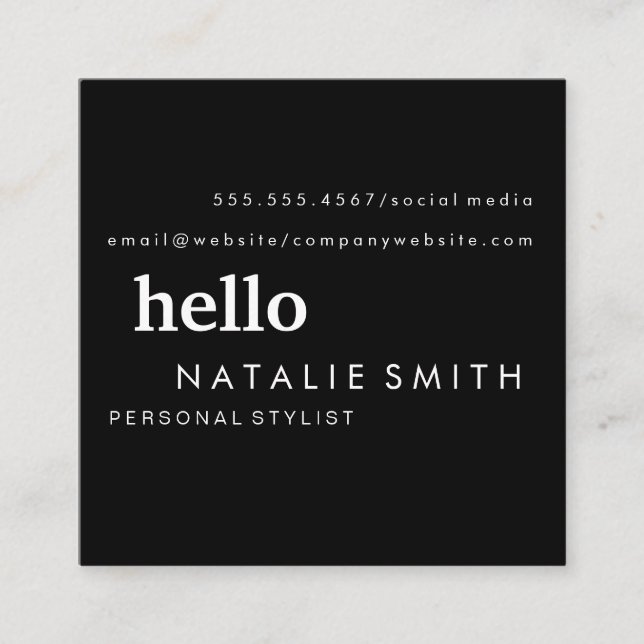 Mixed Text Square Business Card (Front)