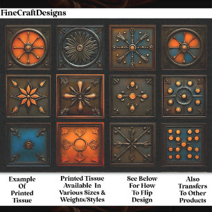 Mixed Tiles - Brown, Orange, Blue AA3 Decoupage Tissue Paper