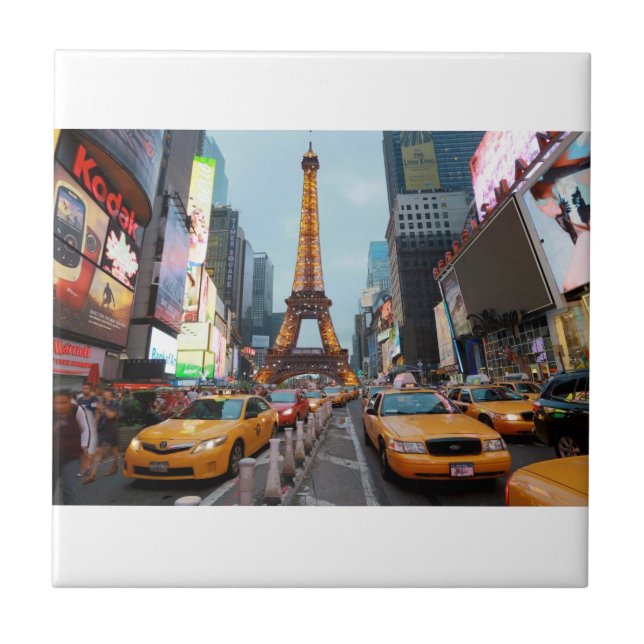 Mixed up World - New York City & Paris Tile (Front)