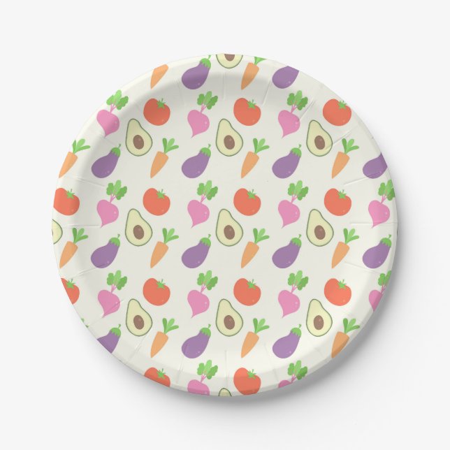 Mixed Vegetable Pattern Paper Plate (Front)
