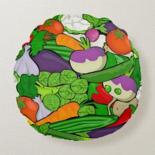 Mixed vegetables round cushion