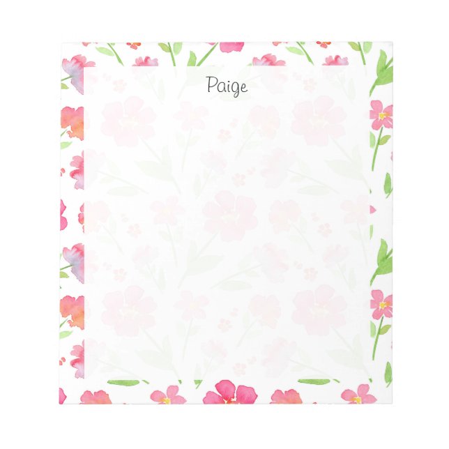 Mixed Watercolor Flowers 2 Notepad (Front)