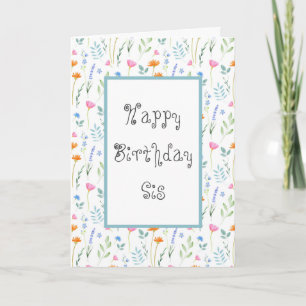 Mixed Watercolor Wildflowers Flowers Pattern Card