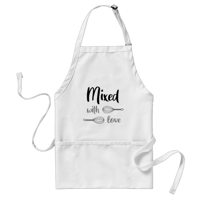 Mixed With Love // Cute Fun Baking Quote Standard Apron (Front)
