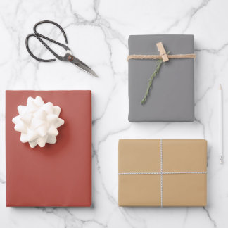 Mixed Wrapping Sheets Terracotta - Camel - Grey