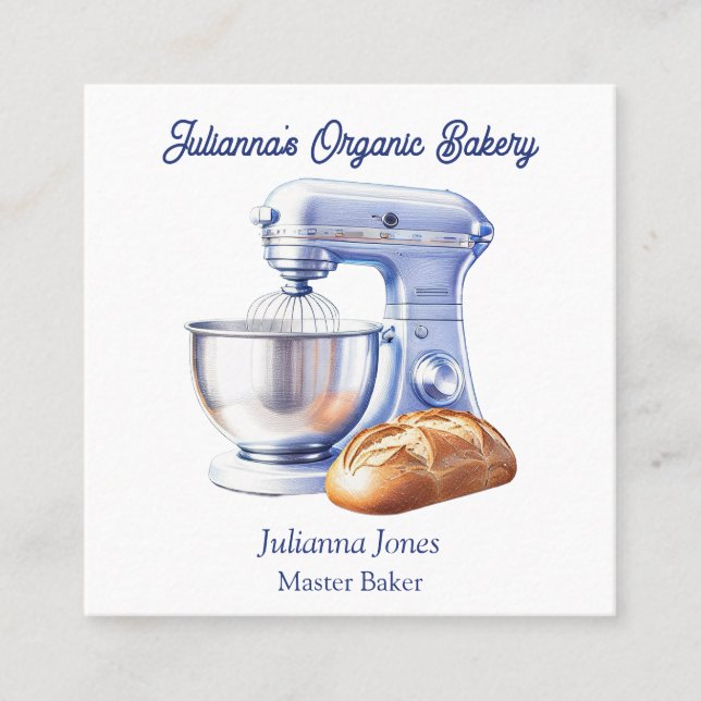 Mixer Bread Bakery Pastry Chef  Square Business Card (Front)