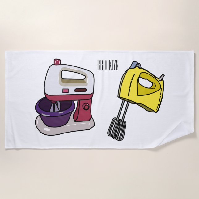 Mixer cartoon illustration  beach towel (Front)