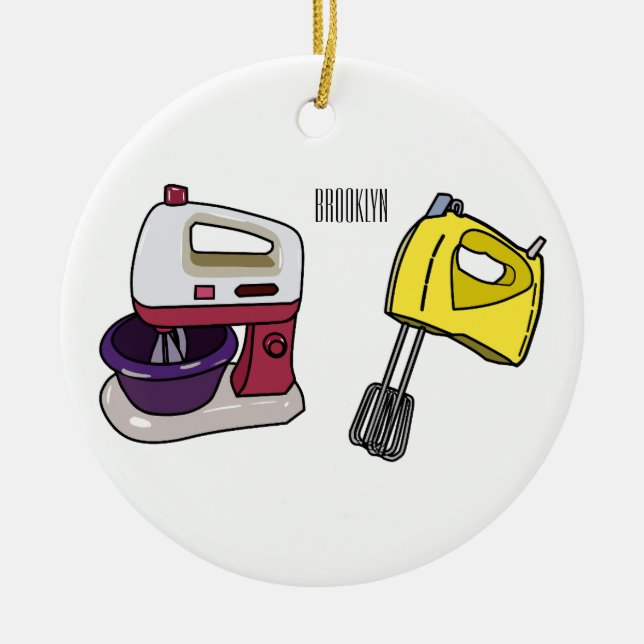 Mixer cartoon illustration  ceramic tree decoration (Front)