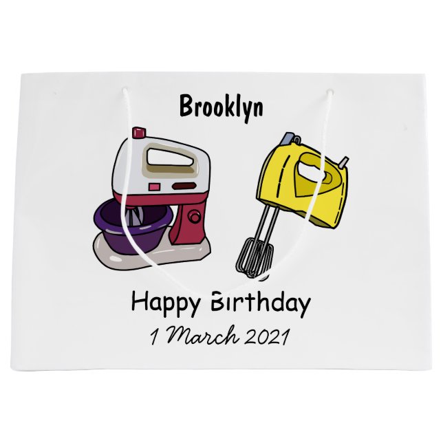Mixer cartoon illustration large gift bag (Front)