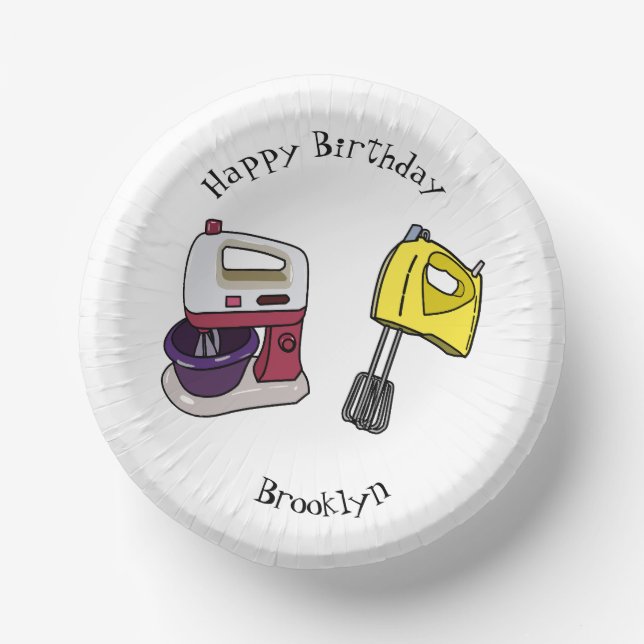 Mixer cartoon illustration  paper plate (Front)