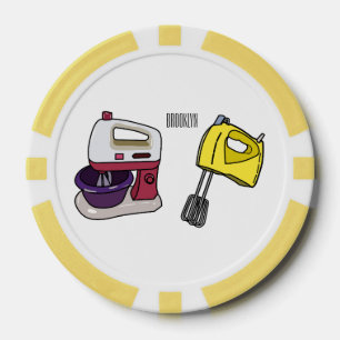 Mixer cartoon illustration  poker chips