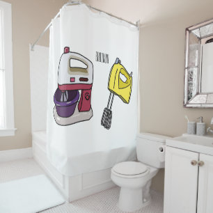 Mixer cartoon illustration  shower curtain