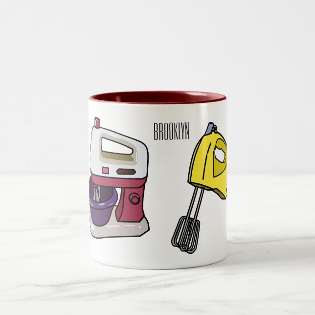 Mixer cartoon illustration  Two-Tone coffee mug (Center)
