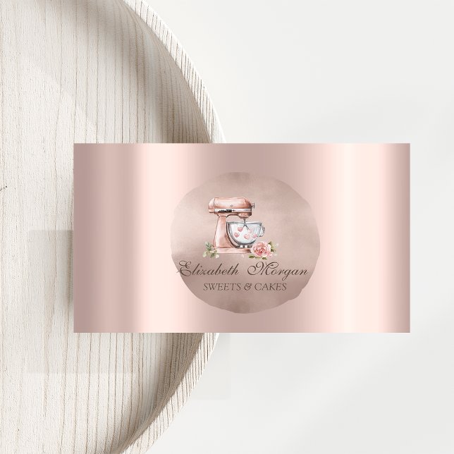 Mixer Flowers Hearts Rose Gold Circle Sweets Business Card (Creator Uploaded)