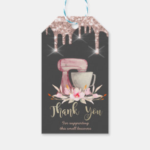 Mixer Flowers Rose Gold Drips Bakery Gift Tags