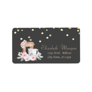 Mixer Flowers Roses Gold Foil Confetti Label