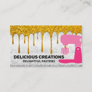 Mixer   Gold Glitter Drip Business Card