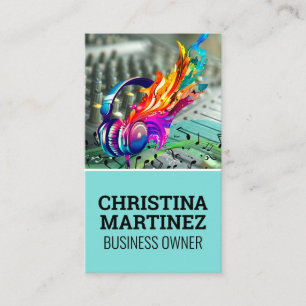 Mixer Instrument Musical Notes Head Phones Business Card