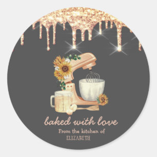 Mixer Sunflowers Drips Bakery Classic Round Sticker