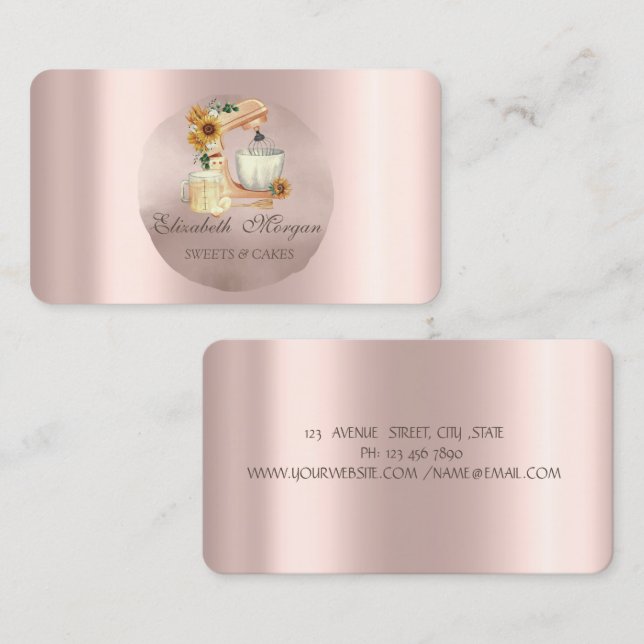 Mixer Sunflowers Rose Gold Circle  Business Card (Front/Back)