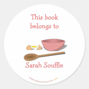Mixing Bowl Customised Cookbook Bookplate Sticker