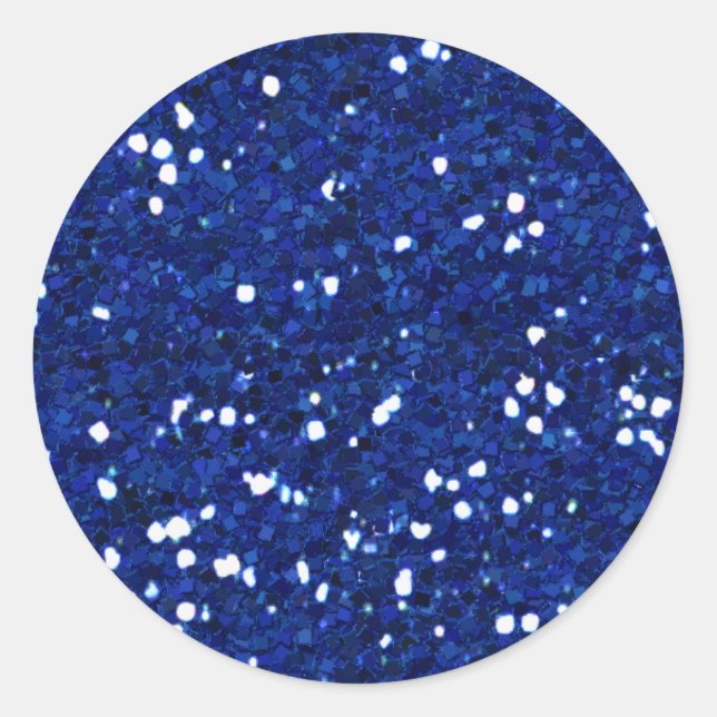 MIXMATCH ROYAL BLUE WHITE GLITTER BACKGROUND TEMPL CLASSIC ROUND STICKER (Front)