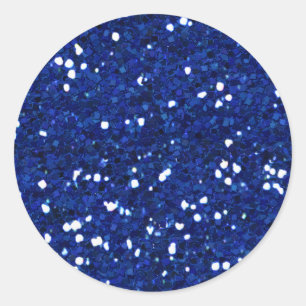 MIXMATCH ROYAL BLUE WHITE GLITTER BACKGROUND TEMPL CLASSIC ROUND STICKER