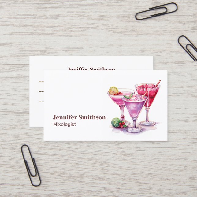 Mixologist Bartender Events Cocktails Business Card (Front/Back In Situ)