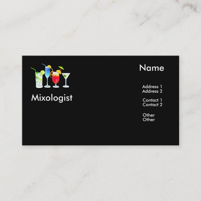 Mixologist Business Cards (Front)