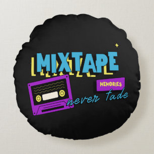 Mixtape Memories Retro Cassette Nostalgia Round Cushion