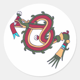 Mixtec Serpent Classic Round Sticker