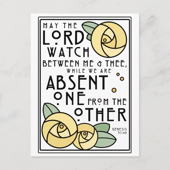 Mizpah | Art Nouveau Yellow Roses Postcard (Front)