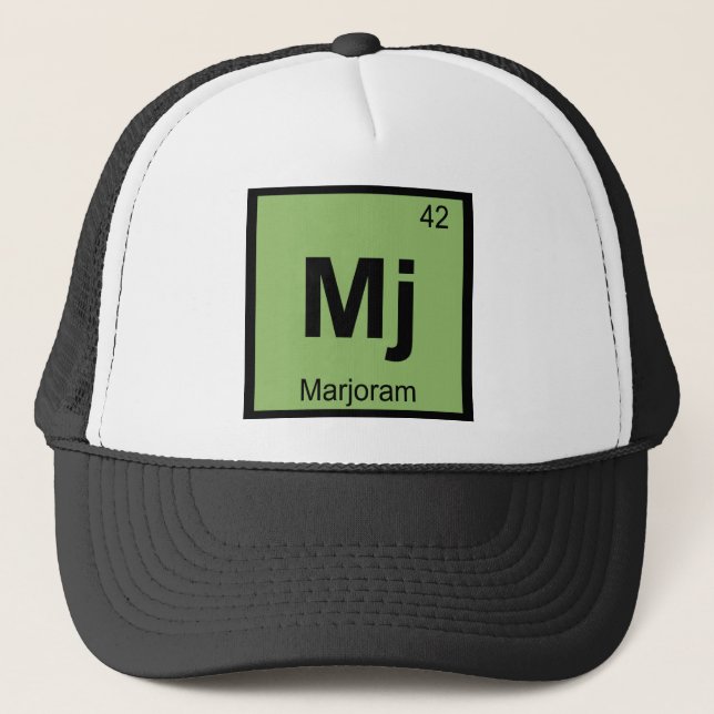 Mj - Marjoram Chemistry Periodic Table Symbol Trucker Hat (Front)