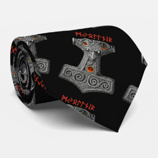 MJOLNIR Hammer of Thor Pattern,Viking Mythology Tie