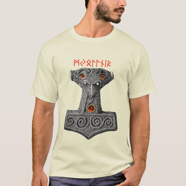 MJOLNIR Hammer of Thor, Viking Mythology  Ivory T-Shirt (Front)