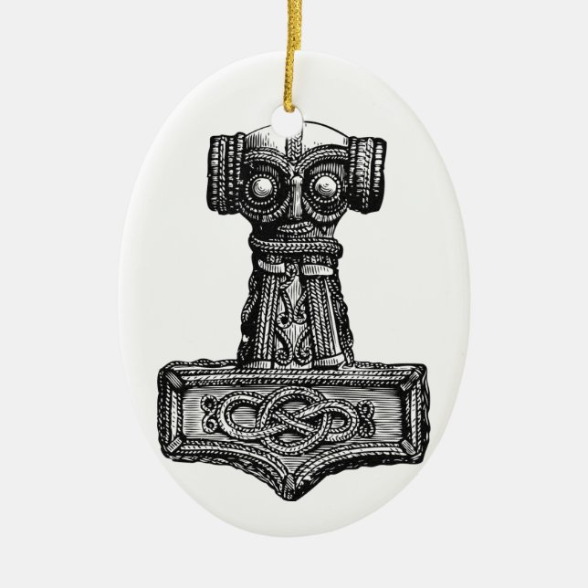 Mjolnir: Thor's Hammer Ceramic Tree Decoration (Front)