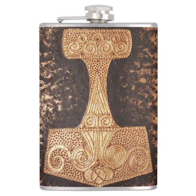 Mjolnir, thor's hammer hip flask (Front)